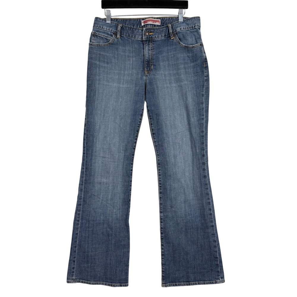 Gap Curvy Flare‎ Jeans Y2K Womens 12 Regular Blue Stretch Denim Mid Rise 2009